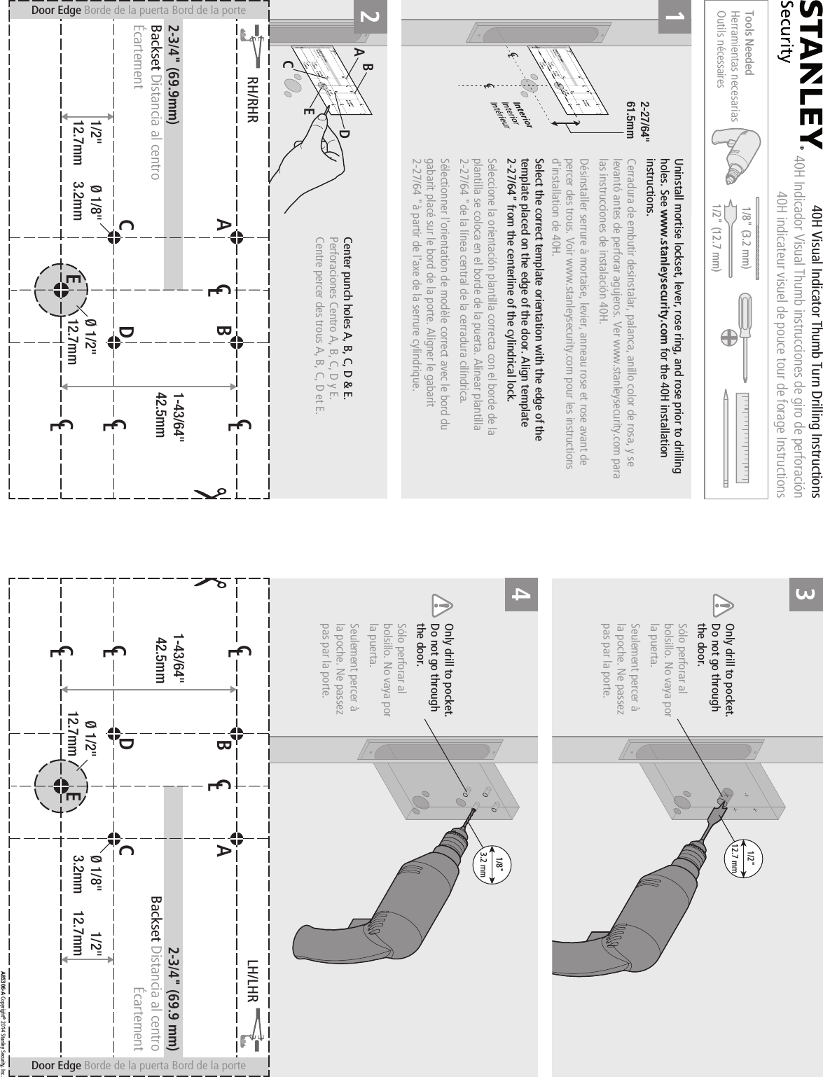 Page 2 of 2 - BEST  40H Visual Indicator Thumb Turn Installation Instructions A85316