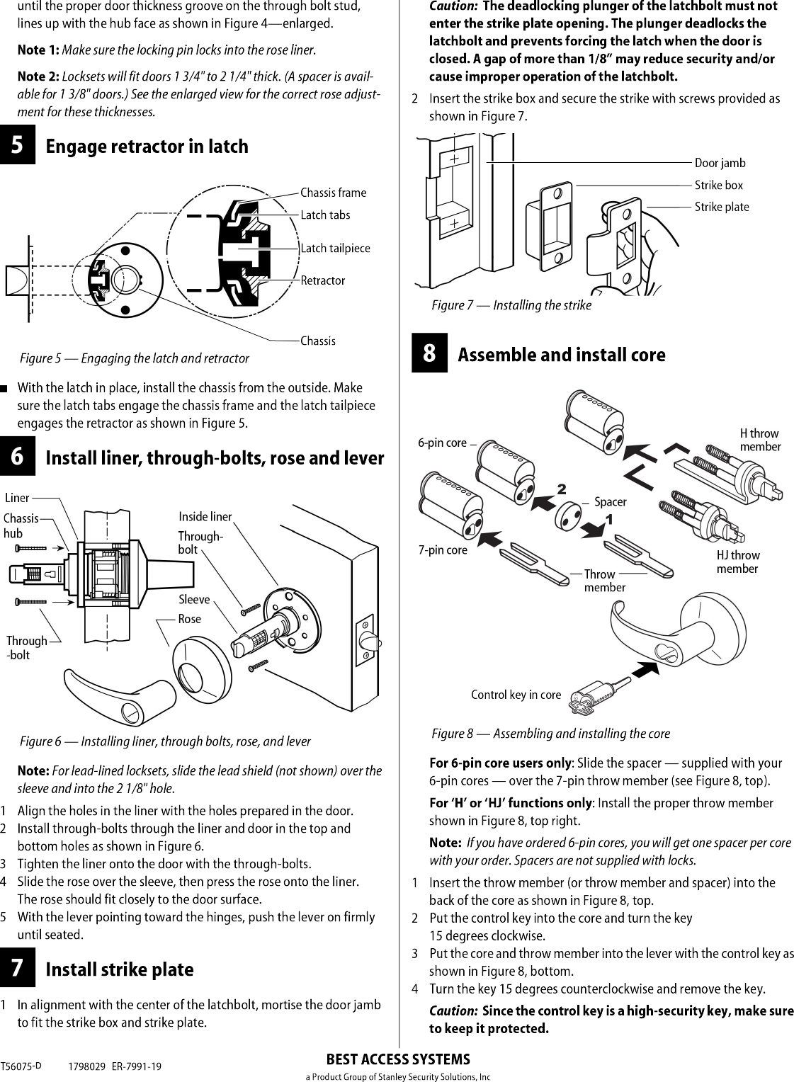 Page 2 of 2 - BEST Installation Instructions For 93K–95K Cylindrical Locks 9K T56075D