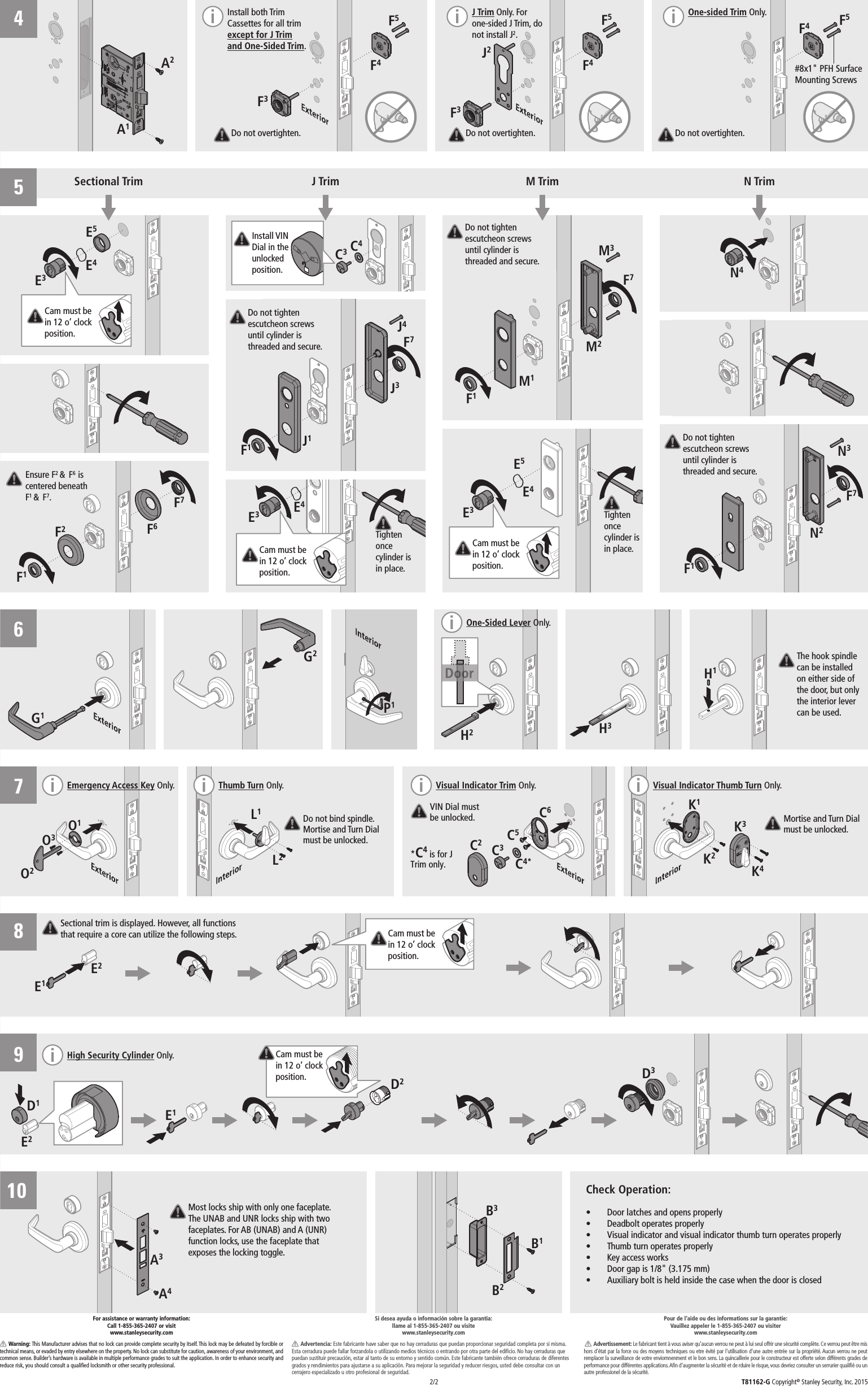 Page 2 of 2 - BEST  Installation Instructions For 45H And 47H Mortise Locks T81162-G 45and Instalaltion Eng