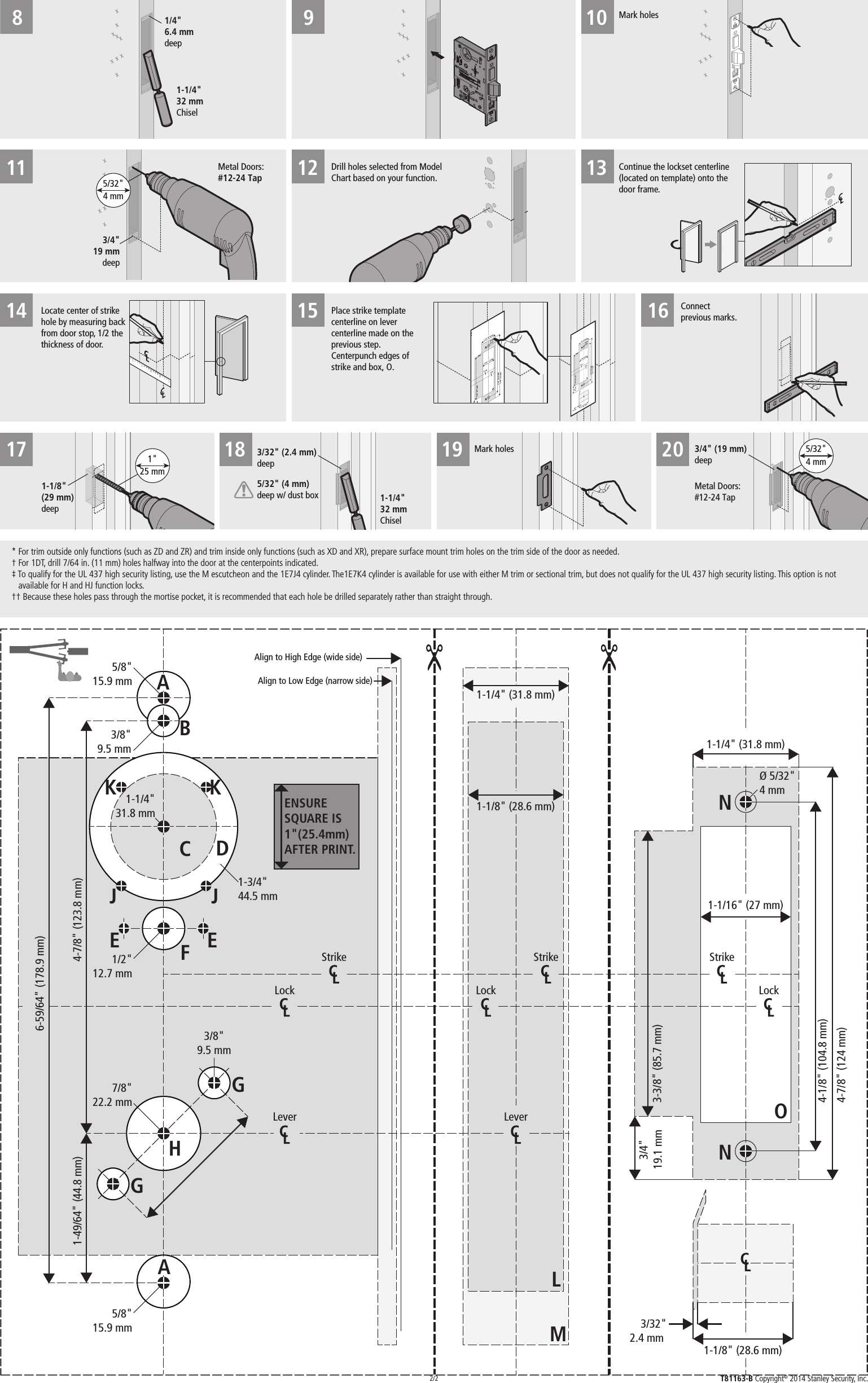 Page 2 of 2 - BEST  Drilling/Installation Instructions For 45H And 47H Mortise Locks T81163 45H-47H Drilling