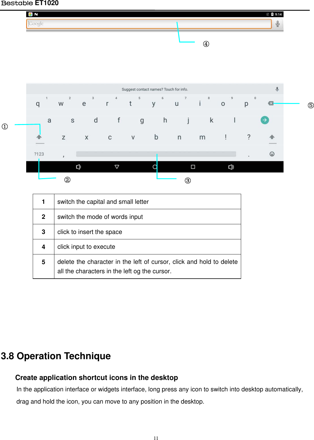 Page 11 of BESTOM TECHNOLOGY ET1020 Bestable User Manual Tablet IF Module