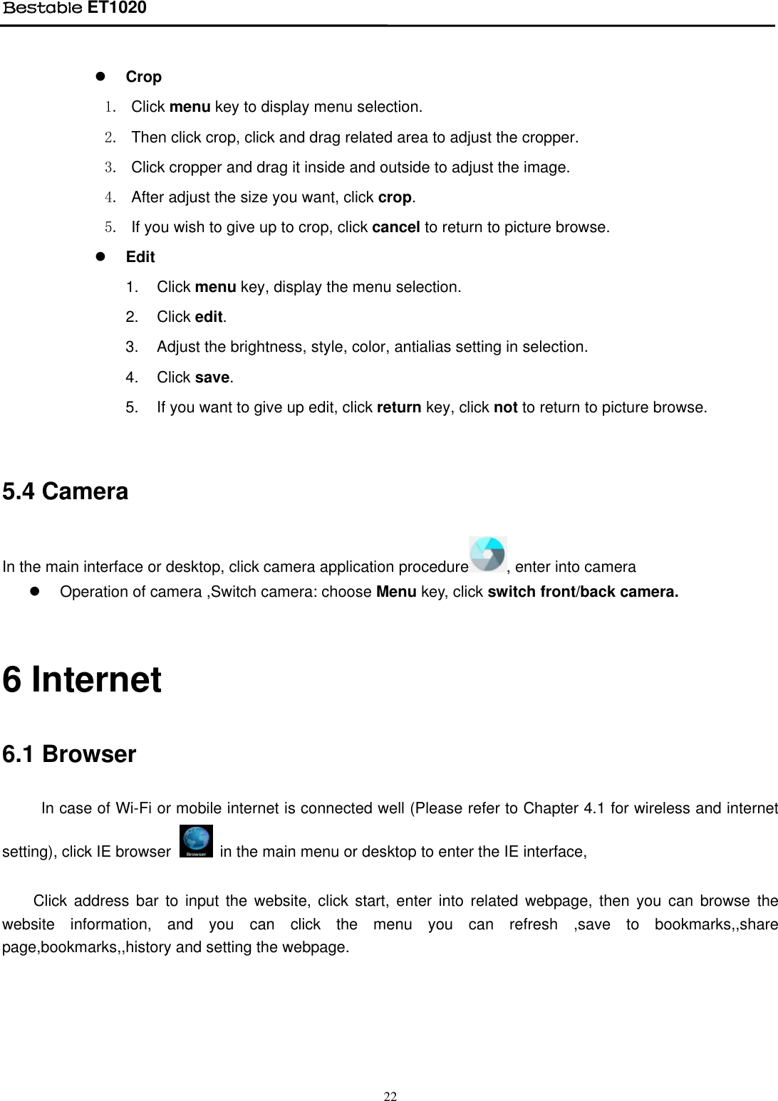 Page 22 of BESTOM TECHNOLOGY ET1020 Bestable User Manual Tablet IF Module