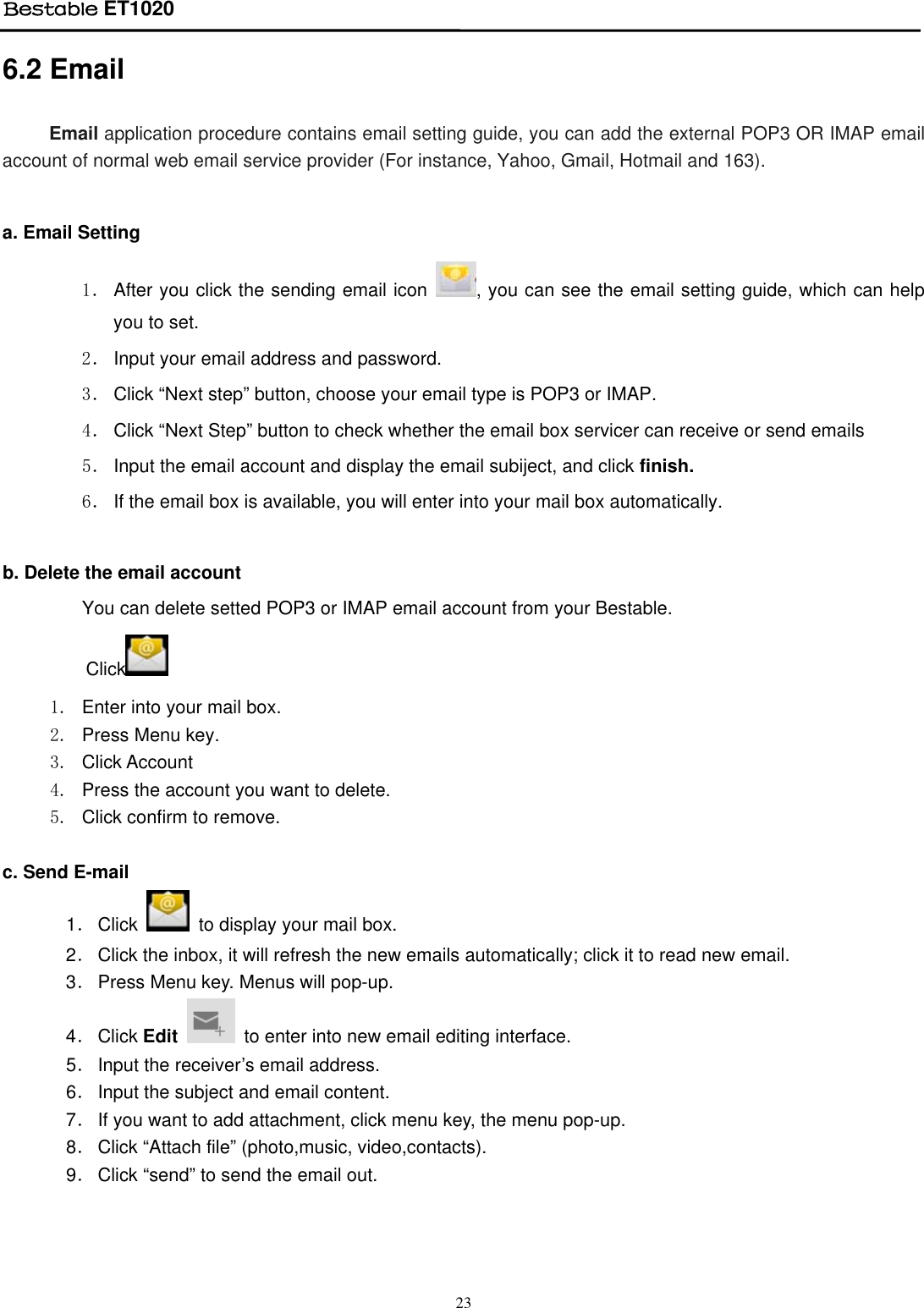 Page 23 of BESTOM TECHNOLOGY ET1020 Bestable User Manual Tablet IF Module