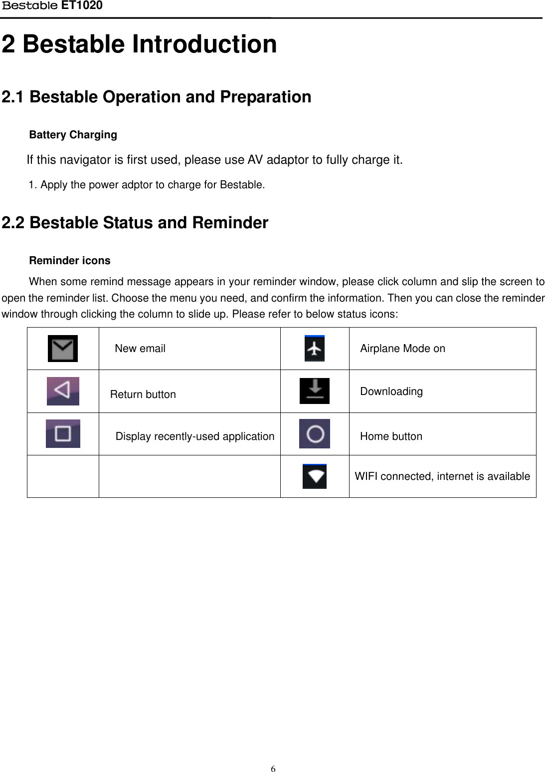 Page 6 of BESTOM TECHNOLOGY ET1020 Bestable User Manual Tablet IF Module
