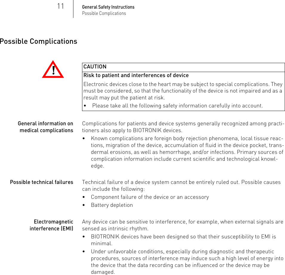 Page 11 of BIOTRONIK SE and KG BM2610 Implantable Cardiac Monitor User Manual P BL 0001136