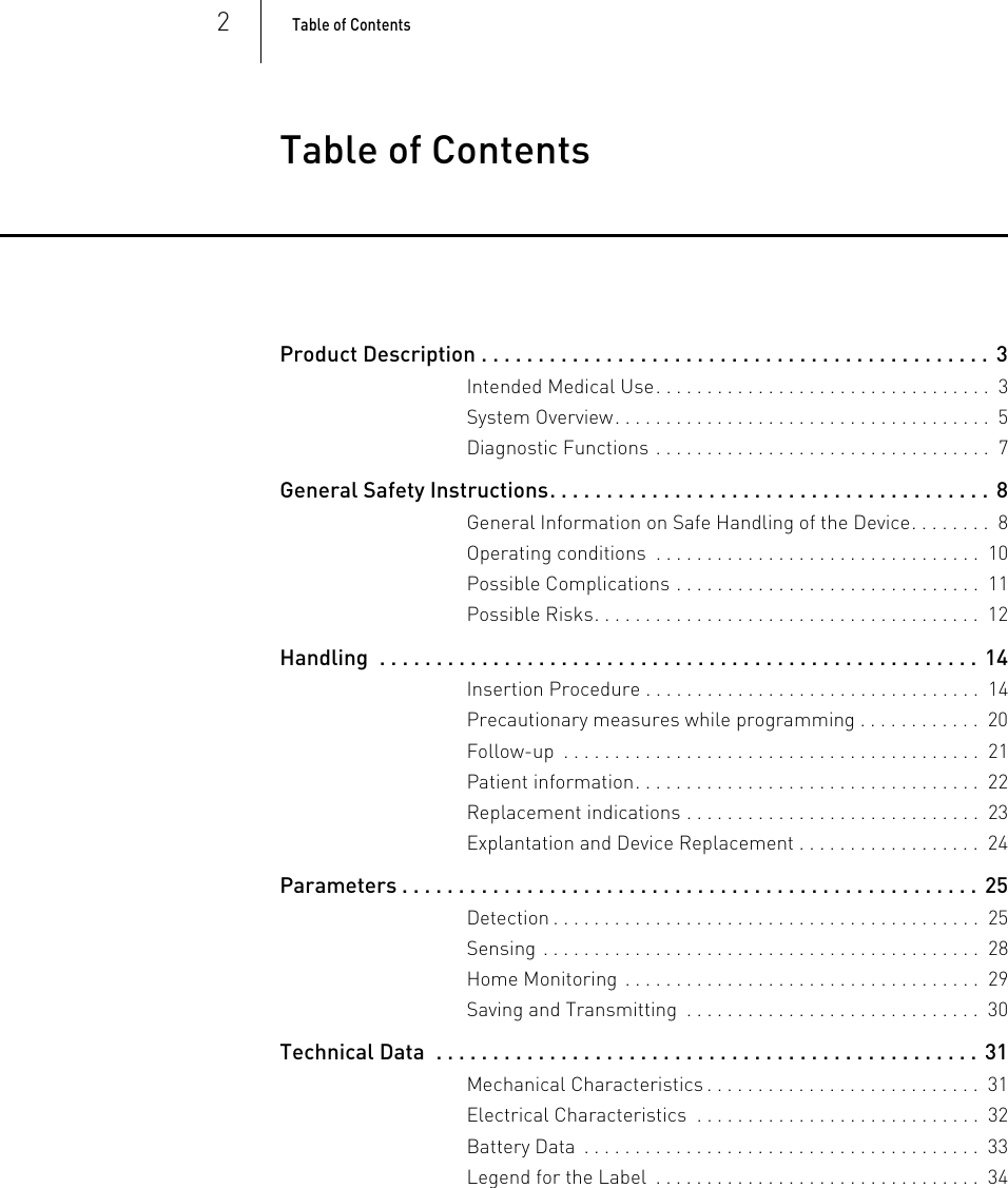 Page 2 of BIOTRONIK SE and KG BM2610 Implantable Cardiac Monitor User Manual P BL 0001136