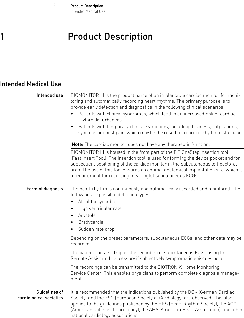 Page 3 of BIOTRONIK SE and KG BM2610 Implantable Cardiac Monitor User Manual P BL 0001136