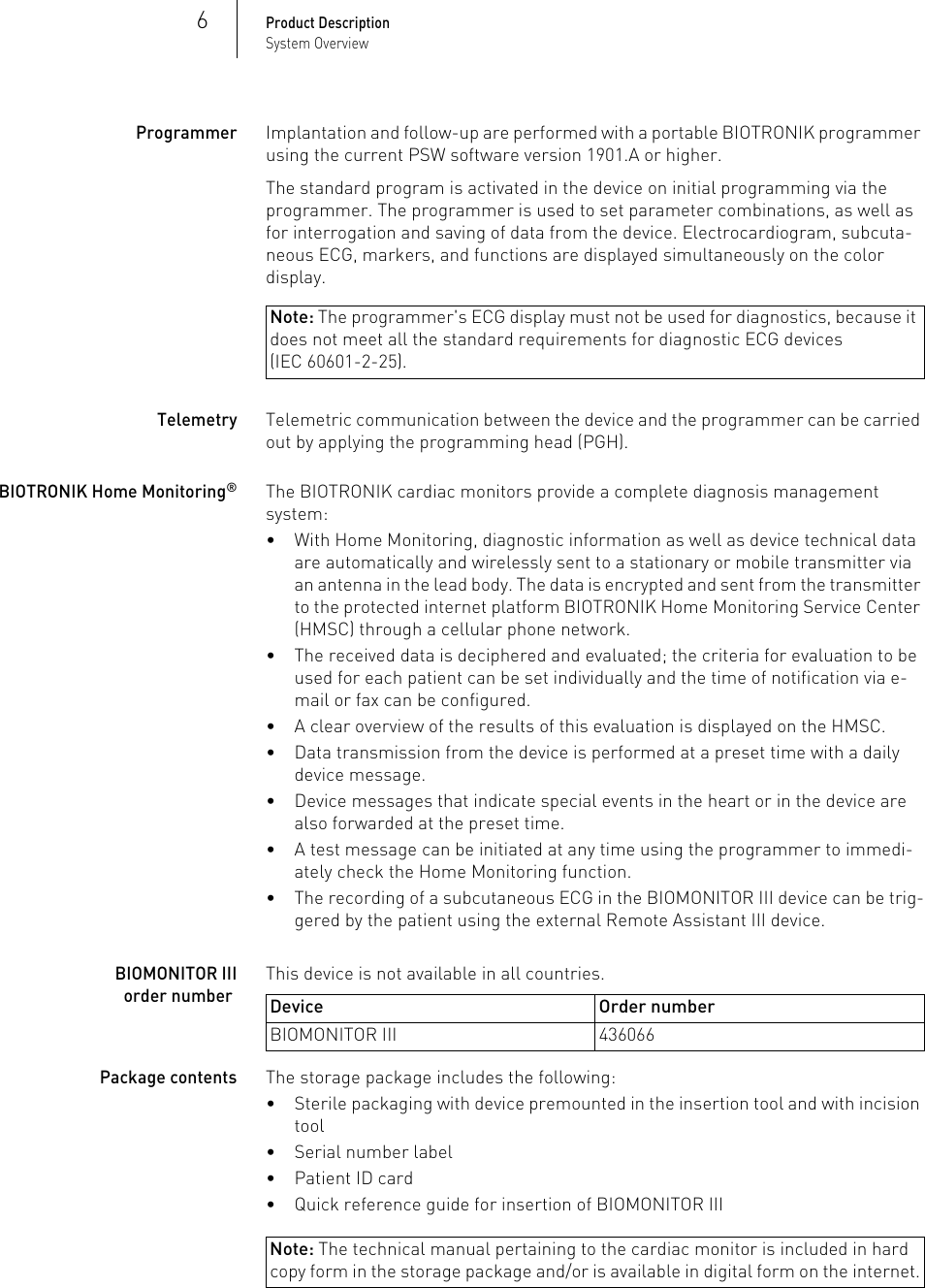 Page 6 of BIOTRONIK SE and KG BM2610 Implantable Cardiac Monitor User Manual P BL 0001136