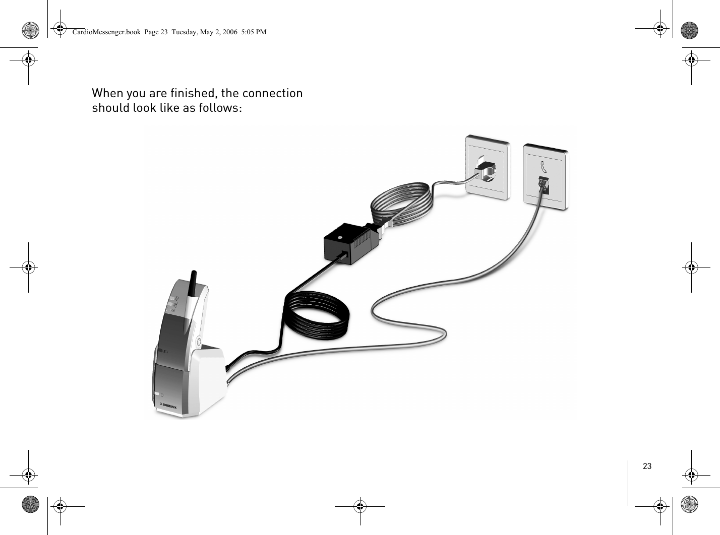 23When you are finished, the connection should look like as follows:CardioMessenger.book  Page 23  Tuesday, May 2, 2006  5:05 PM