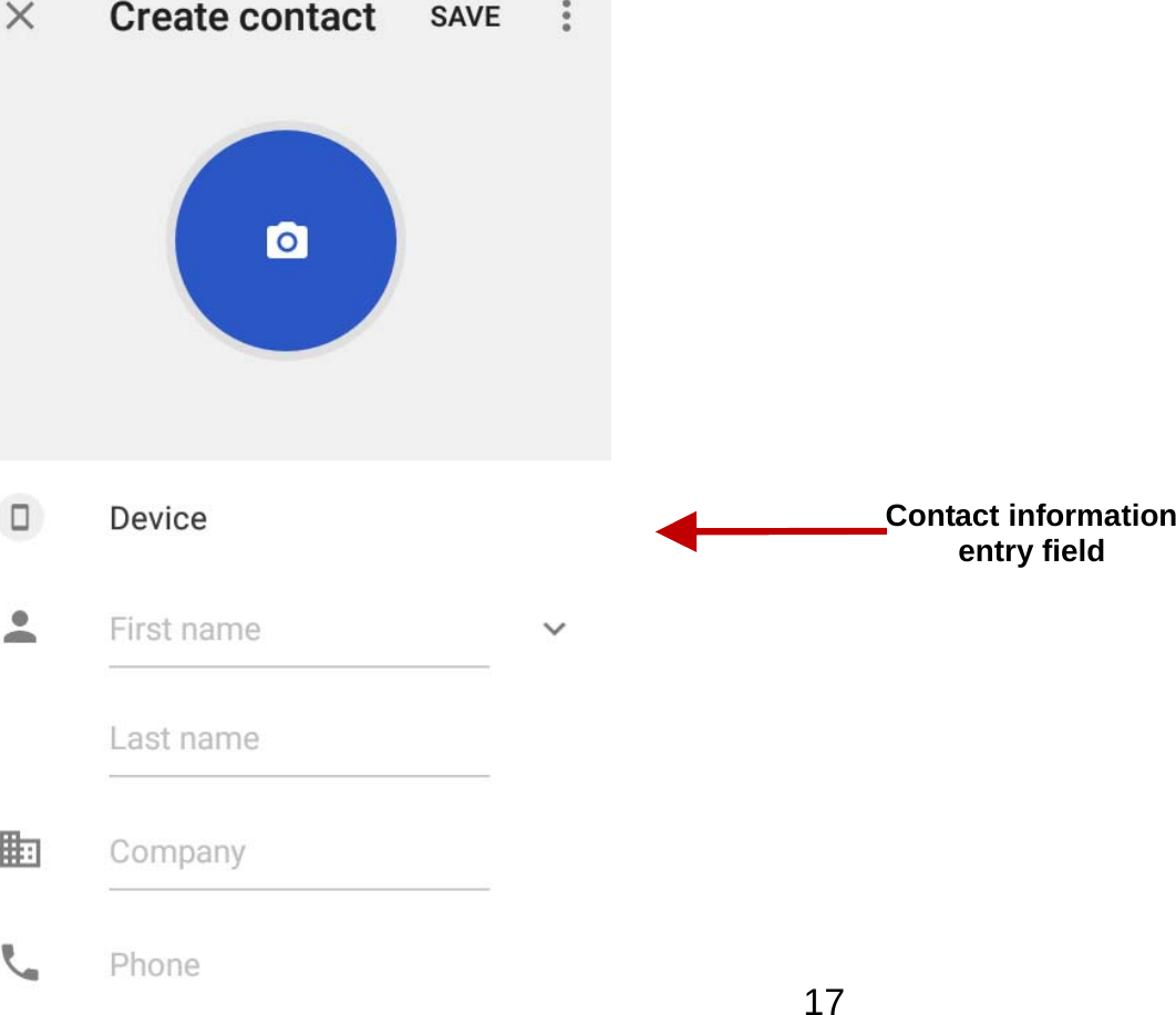   17  Contact information entry field 