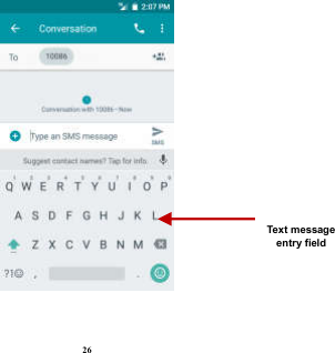  26  Text message entry field 