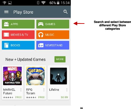 26   Search and select between different Play Store categories 