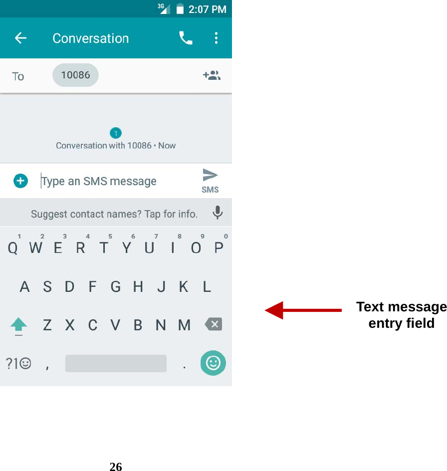  26  Text message entry field 