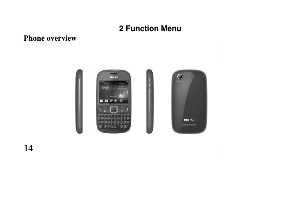  14       2 Function Menu Phone overview             
