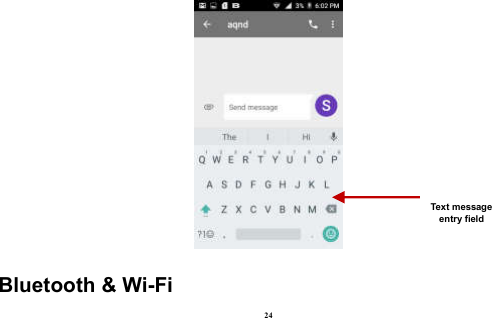  24  Bluetooth &amp; Wi-Fi Text message entry field 