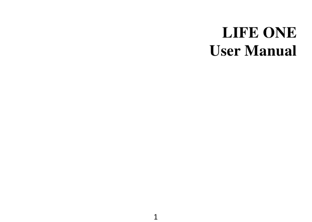 1  LIFE ONE User Manual     