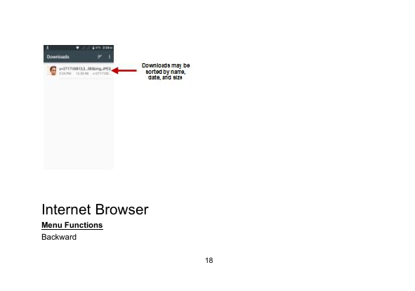 18Internet BrowserMenu FunctionsBackward