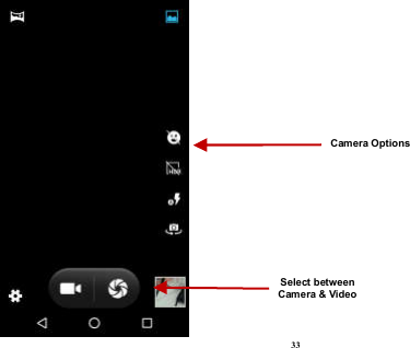  33  Select between Camera &amp; Video Camera Options 