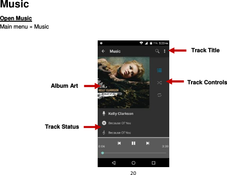20  Music Open Music                                                                                                Main menu » Music   Track Controls Album Art Track Title  Track Status 