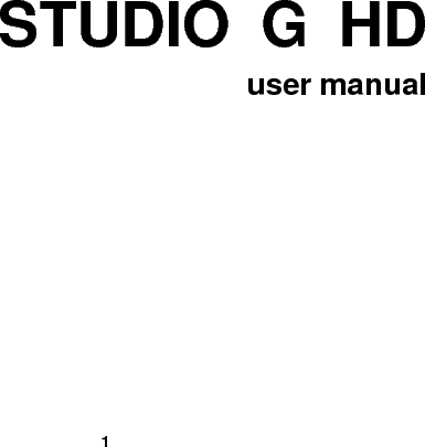    1  STUDIO  G  HD user manual     