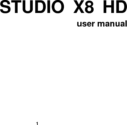    1  STUDIO  X8  HD user manual     