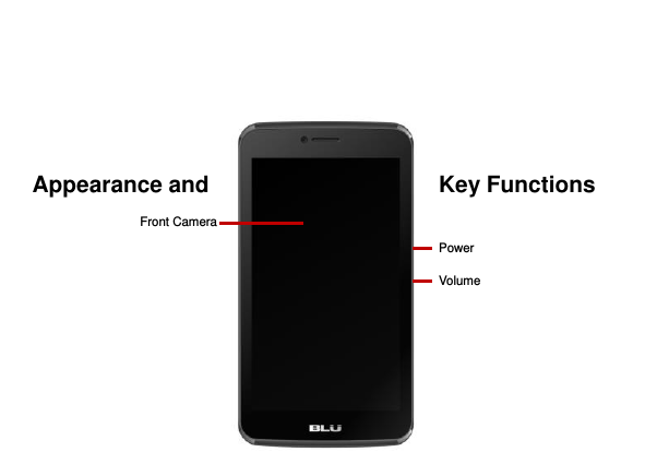 12    Appearance and  Key Functions       Power Volume Front Camera 