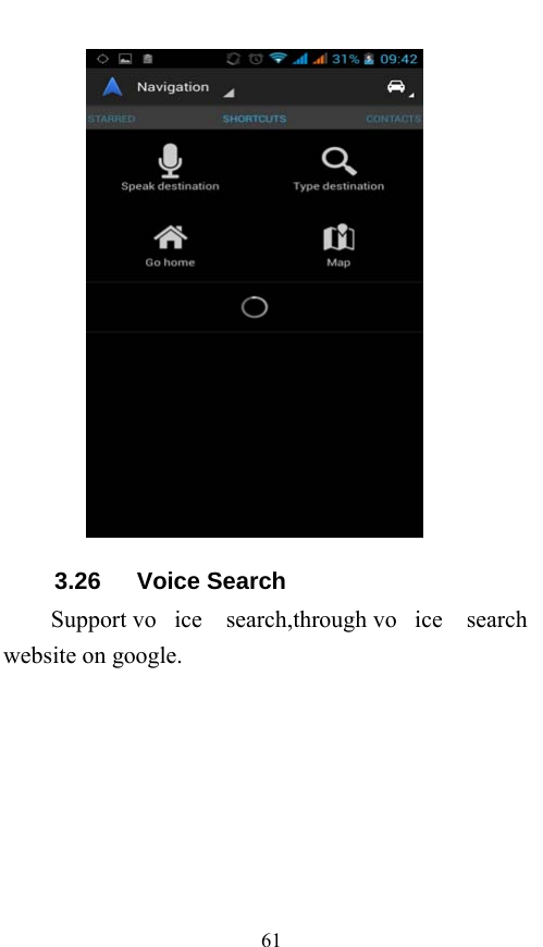  61  3.26   Voice Search Support vo ice search,through vo ice search website on google. 