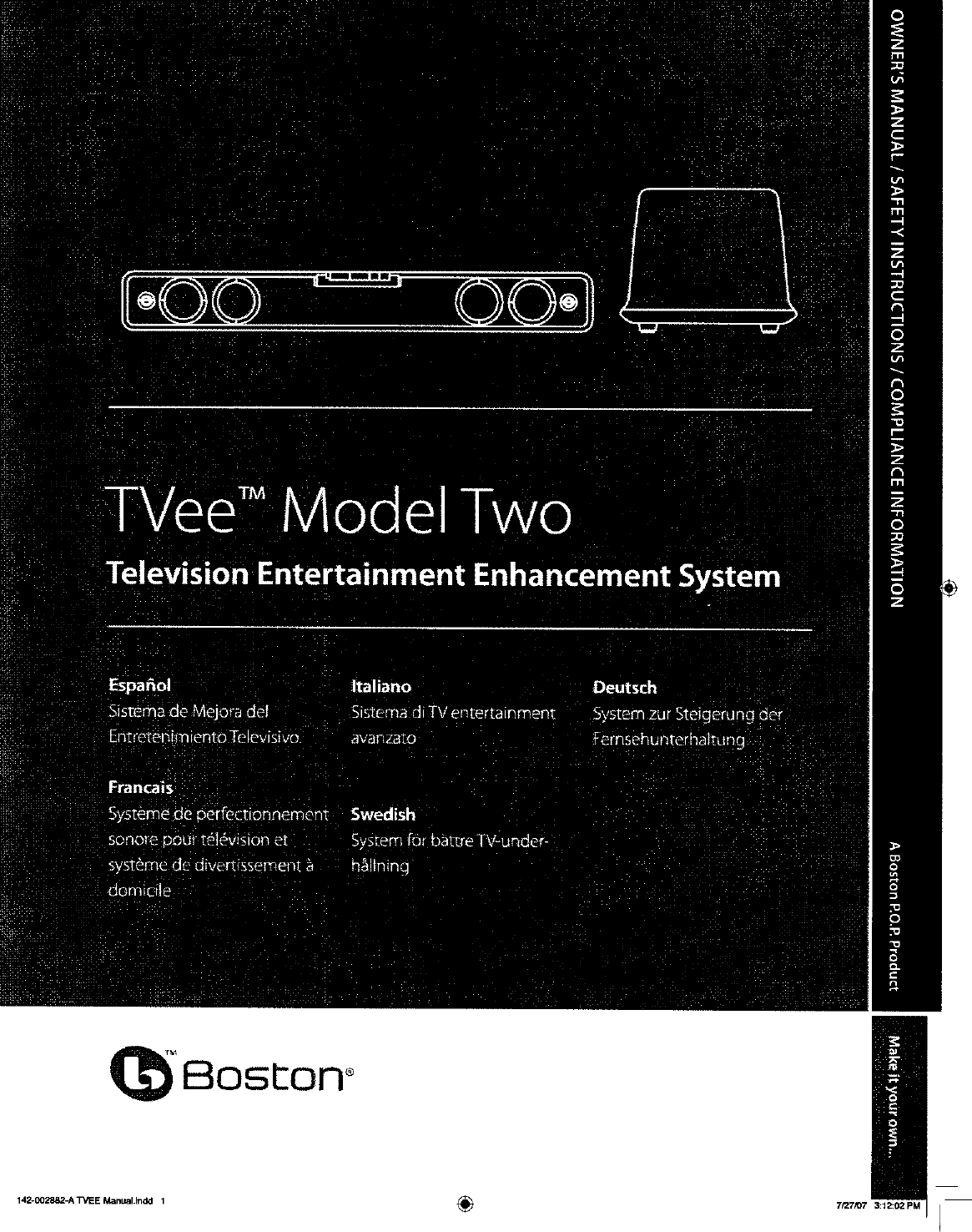 Boston Acoustics Tvee Manual