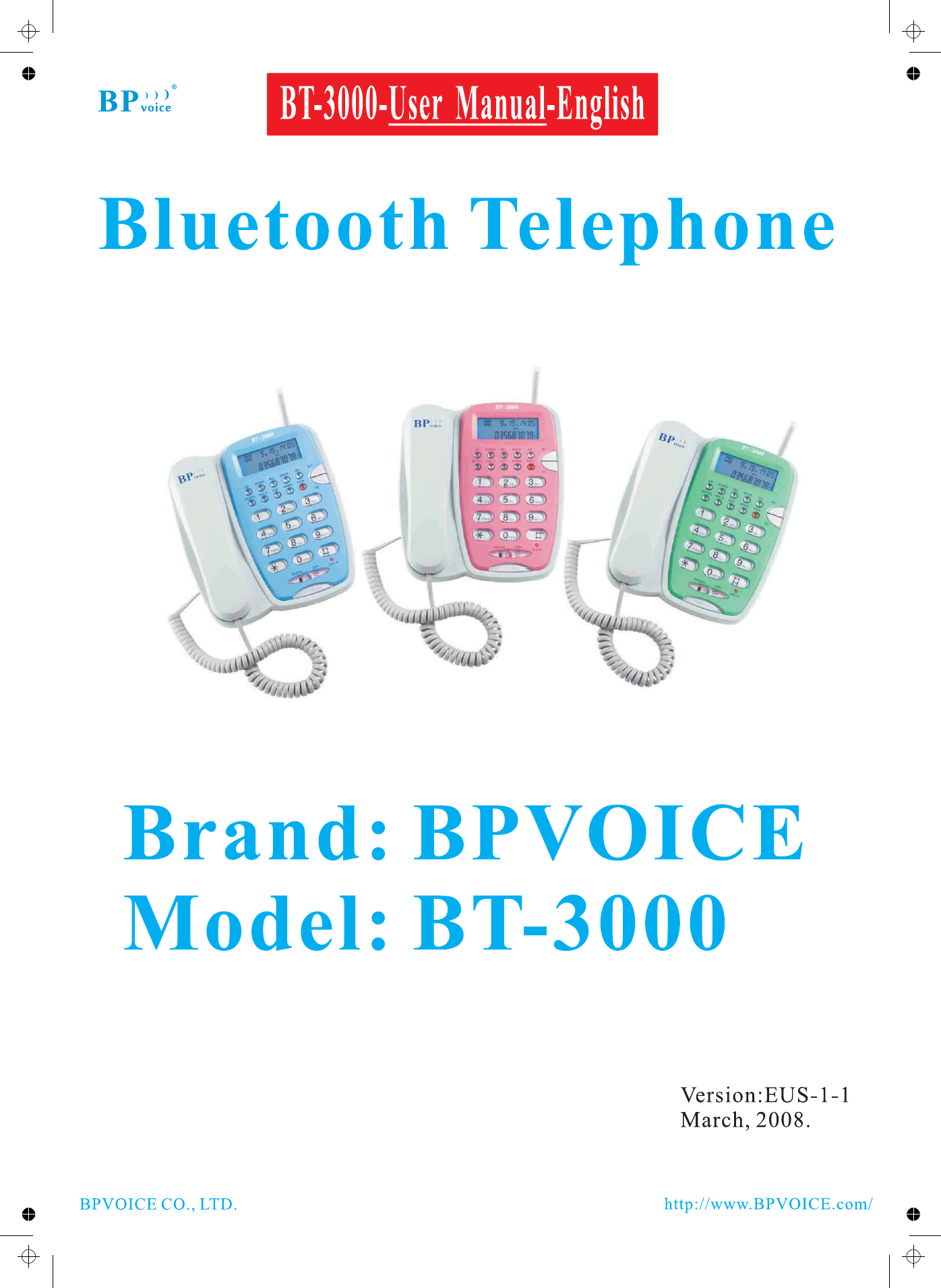 BPVOICE BT3000 Bluetooth Telephone User Manual