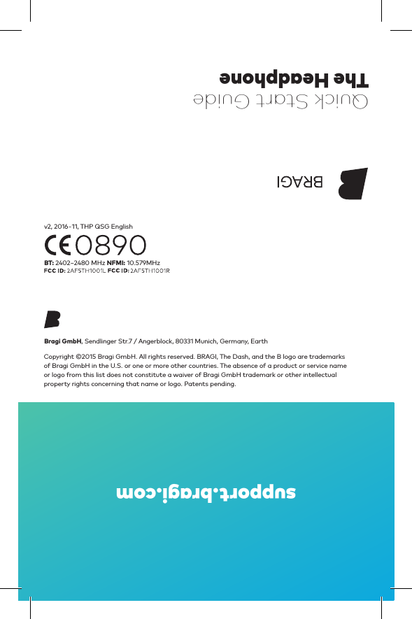 Bragi H1001l The Headphone User Manual B37 137 01 01 V2 Indd