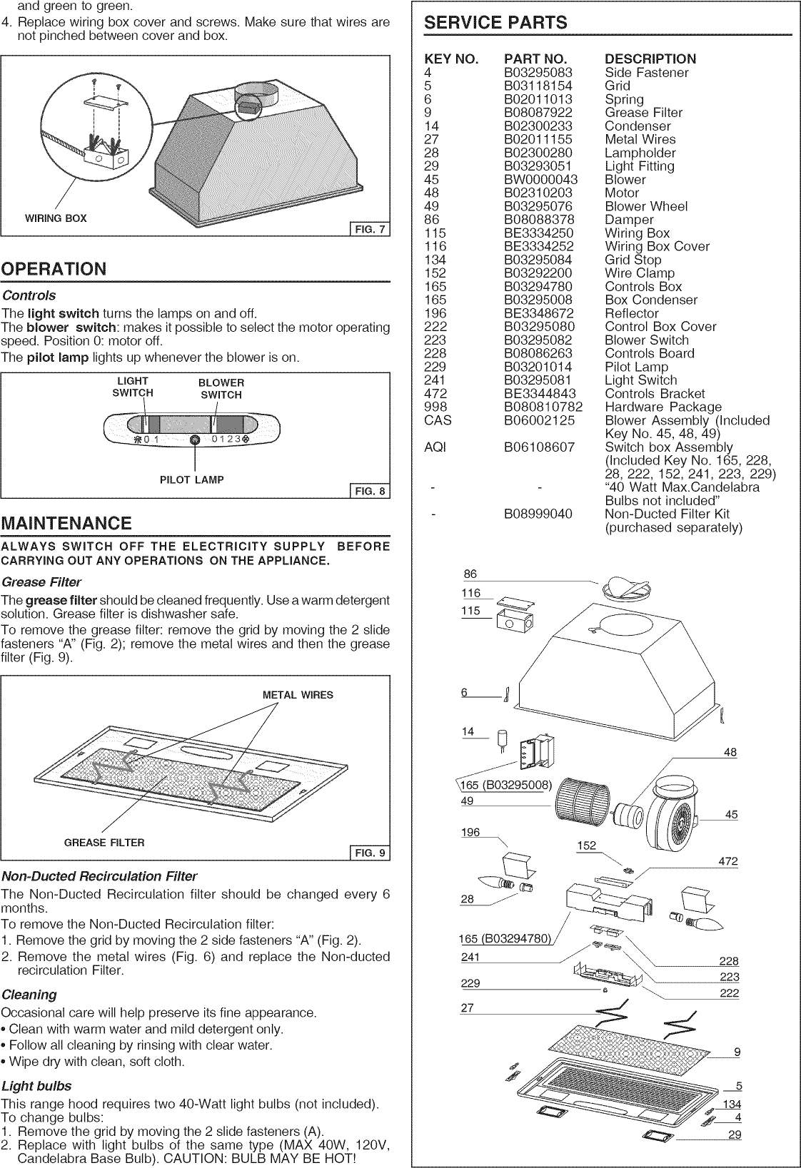 Page 3 of 8 - BROAN  Range Hood Manual L1002445
