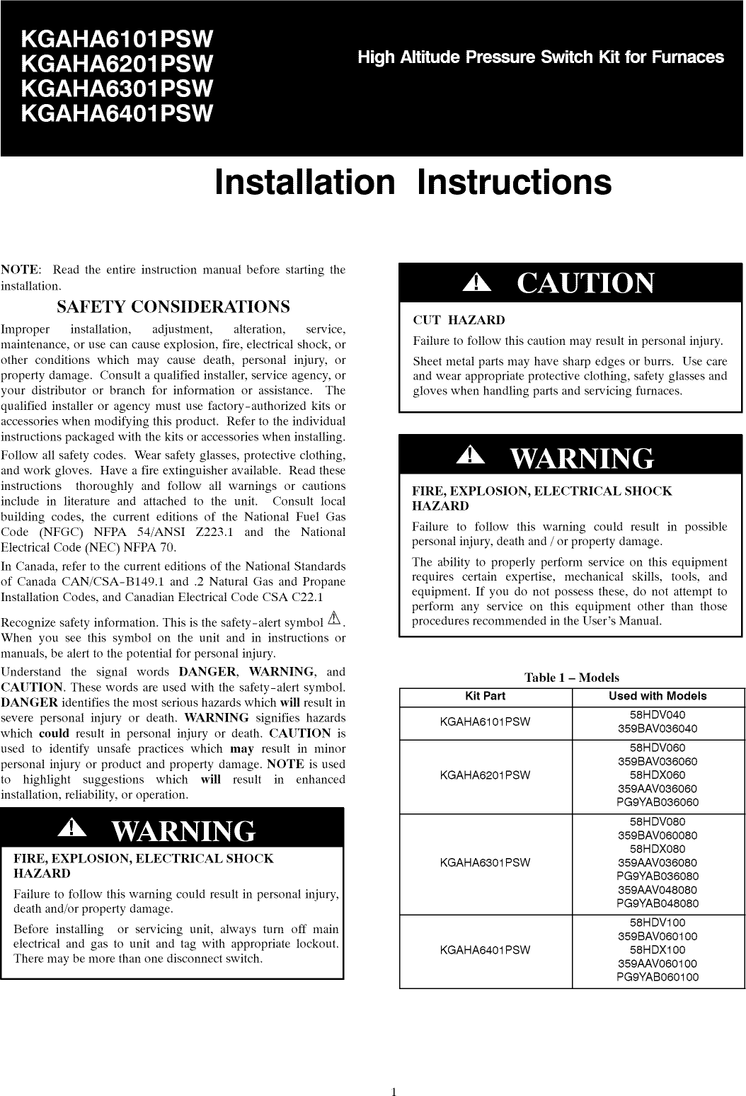 Page 1 of 2 - BRYANT  Furnace/Heater, Gas Manual L1001009