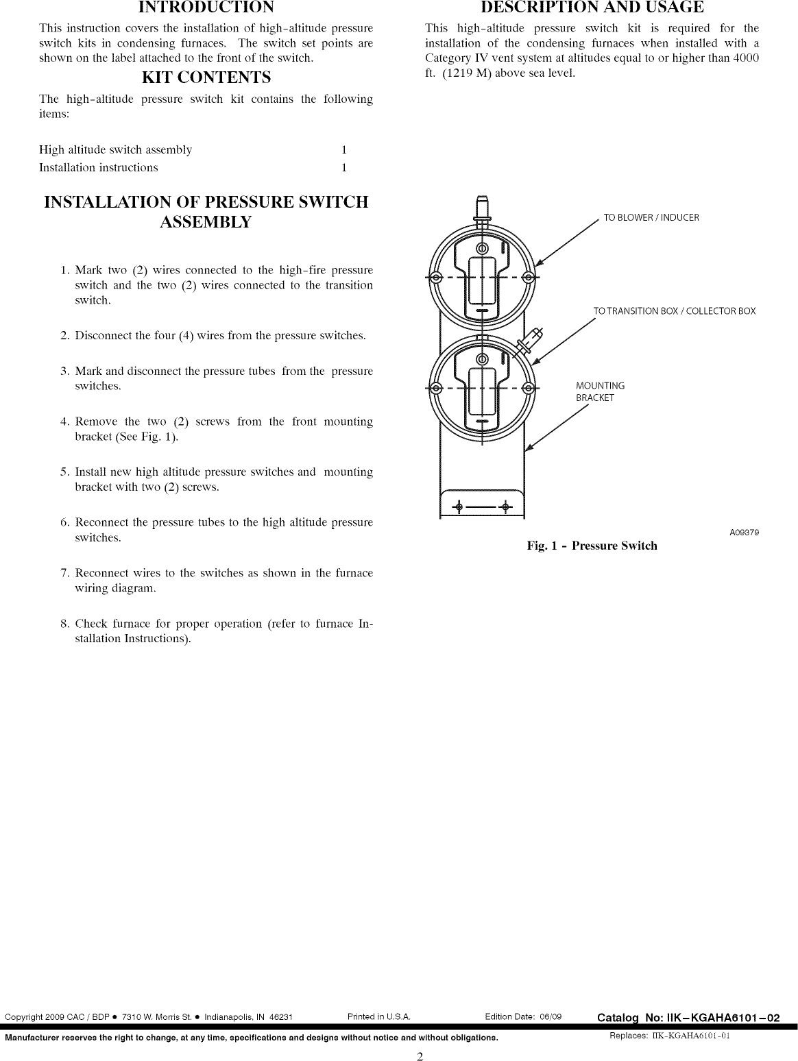 Page 2 of 2 - BRYANT  Furnace/Heater, Gas Manual L1001009
