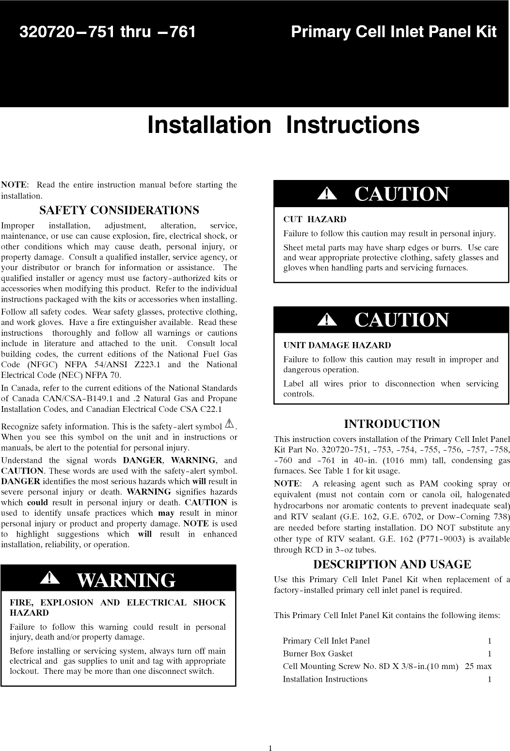 Page 1 of 6 - BRYANT  Furnace/Heater, Gas Manual L1002531