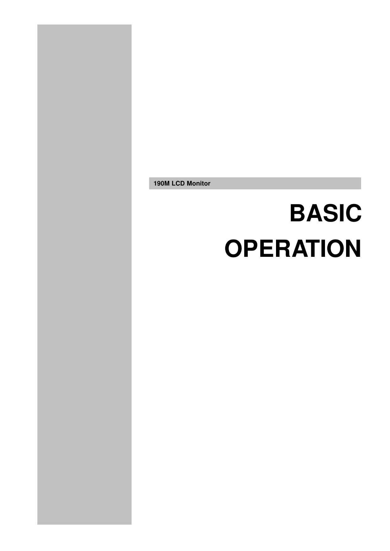         190M LCD Monitor BASIC OPERATION 