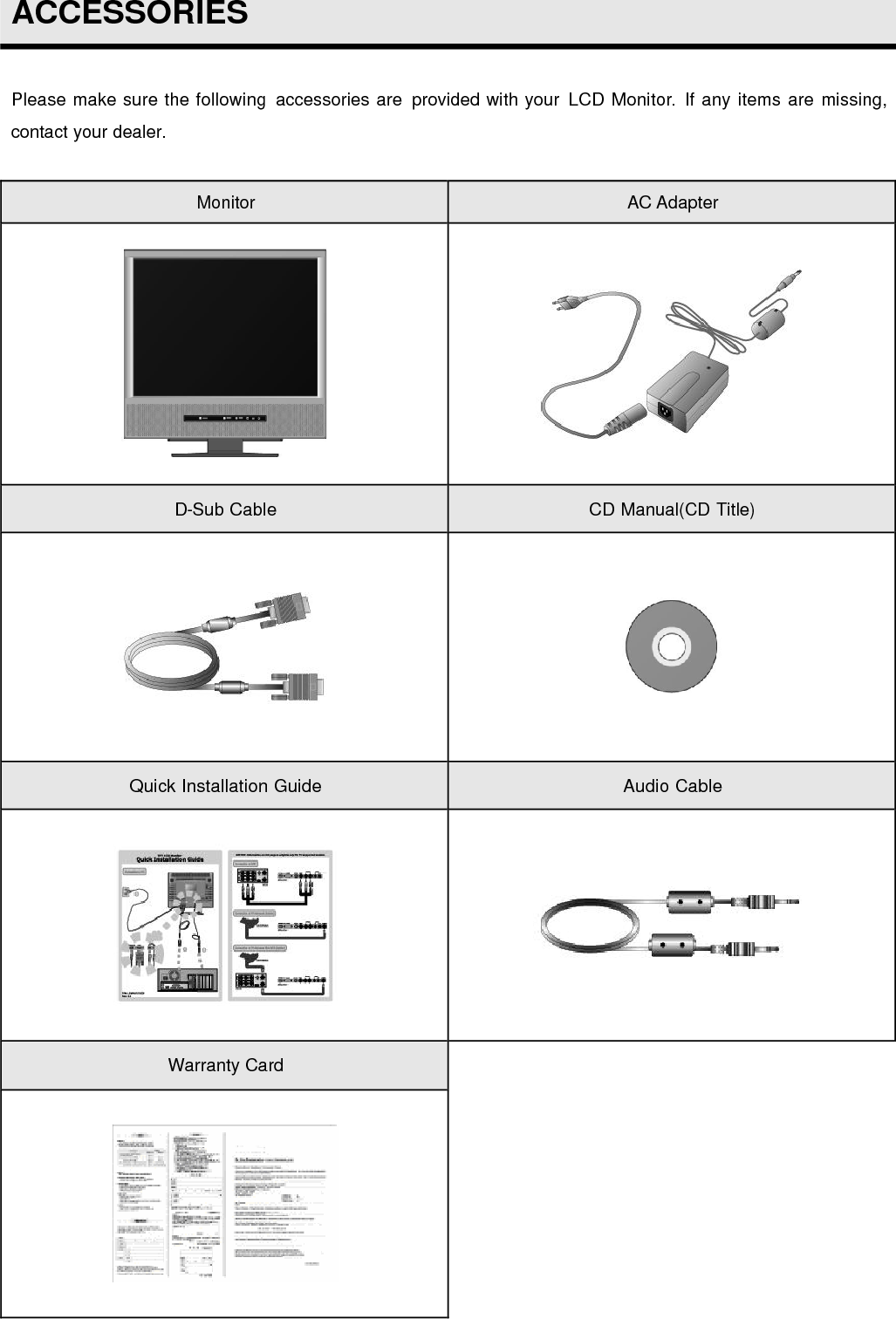         190M LCD Monitor PREPARATION 