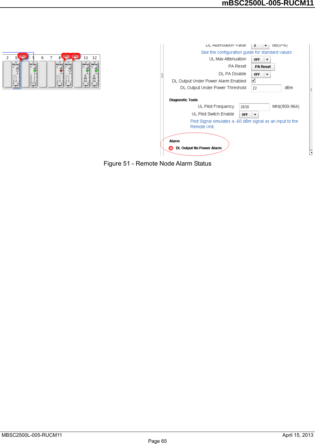         mBSC2500L-005-RUCM11   MBSC2500L-005-RUCM11                                April 15, 2013   Figure 51 - Remote Node Alarm Status Page 65 