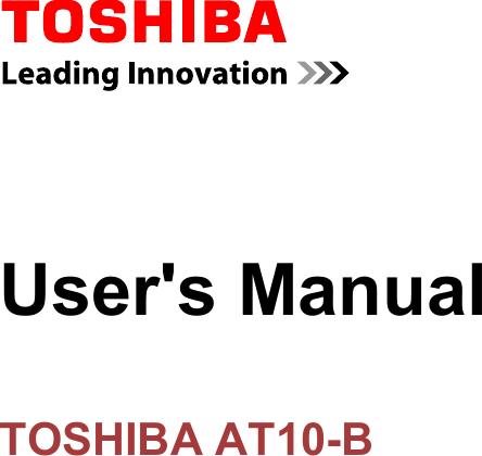 User&apos;s ManualTOSHIBA AT10-B