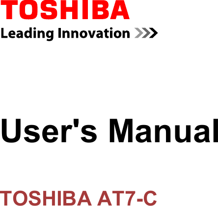 User&apos;s ManualTOSHIBA AT7-C