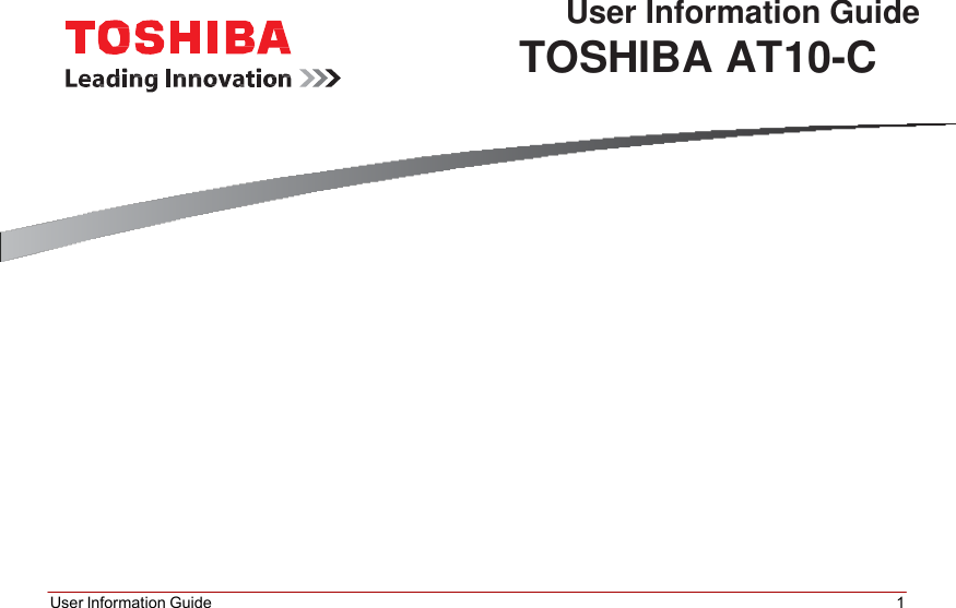 User Information Guide 1   User Information Guide TOSHIBA AT10-C    