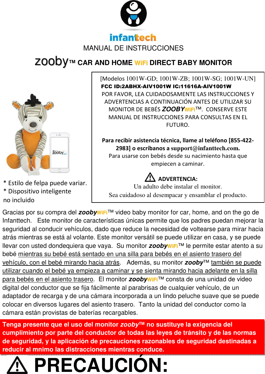 Baby Tech Innovations AIV1001W Zooby Wifi User Manual Title