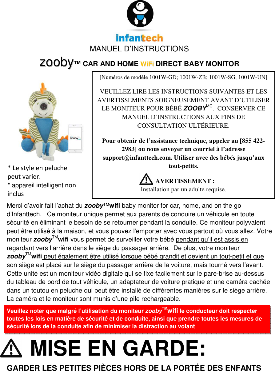 Baby Tech Innovations AIV1001W Zooby Wifi User Manual Title
