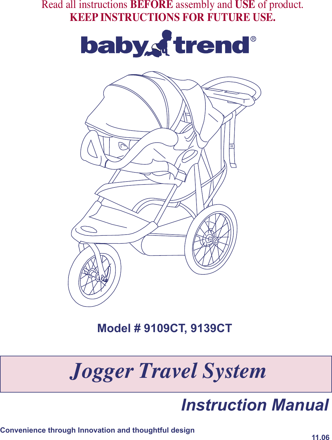 Page 1 of 9 - Baby-Trend Baby-Trend-Jogger-Travel-System-9109Ct-Users-Manual- 9109CT_instructions  Baby-trend-jogger-travel-system-9109ct-users-manual