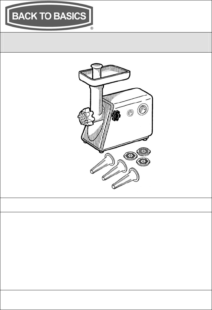 back to basics meat grinder 4500 parts