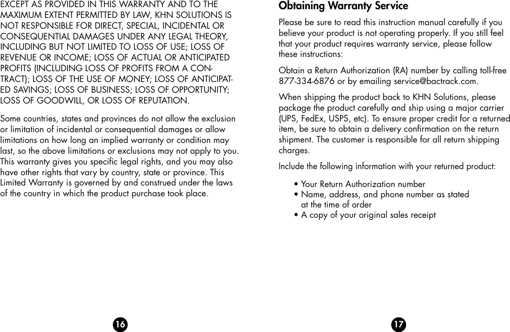 Page 10 of 11 - Bactrack Bactrack-S70-Users-Manual- Select S70 Breathalyzer Owner's Manual  Bactrack-s70-users-manual