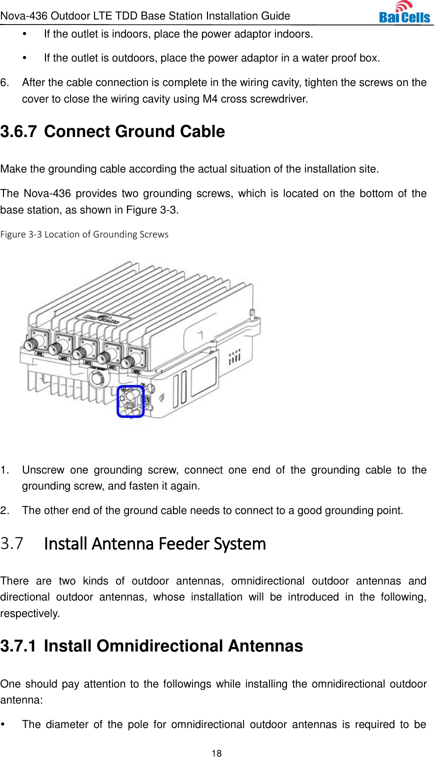 Page 23 of Baicells Technologies MBS2130 LTE-TDD Base Station User Manual Nova 436 Outdoor LTE TDD Base Station