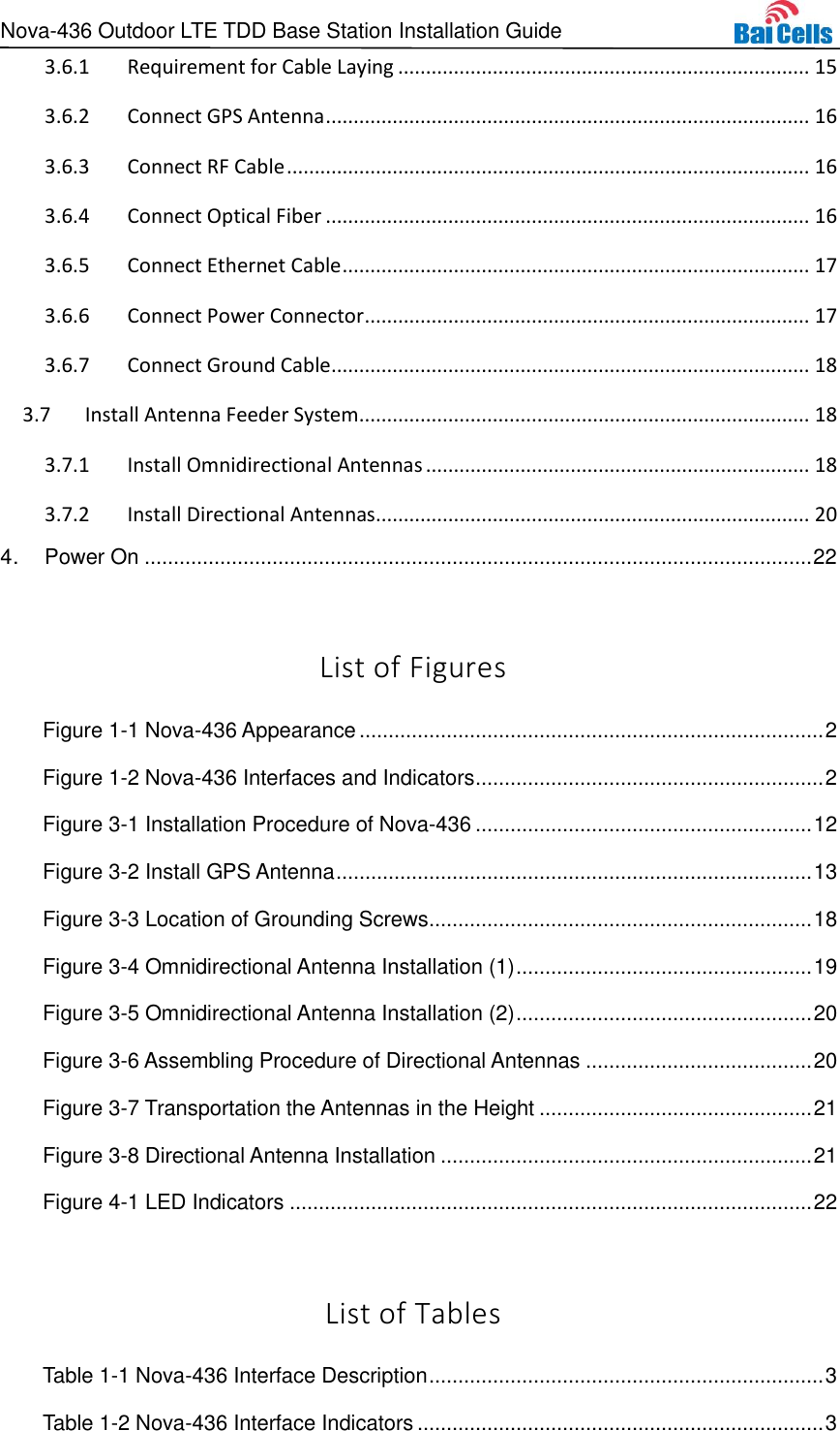 Page 4 of Baicells Technologies MBS2130 LTE-TDD Base Station User Manual Nova 436 Outdoor LTE TDD Base Station