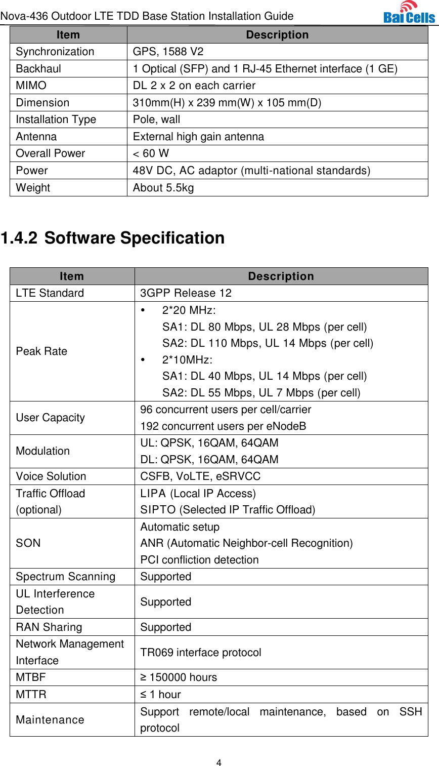 Page 9 of Baicells Technologies MBS2130 LTE-TDD Base Station User Manual Nova 436 Outdoor LTE TDD Base Station