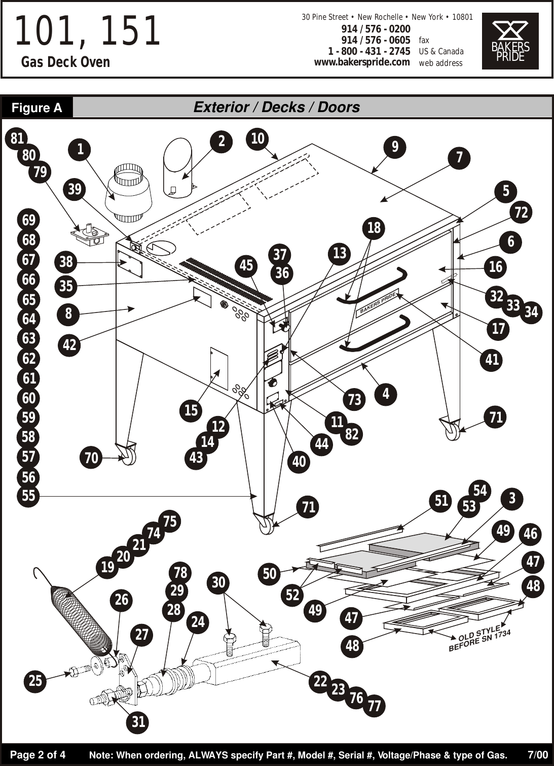 Page 2 of 4 - Bakers-Pride-Oven Bakers-Pride-Oven-101-Users-Manual- 101, 151 Parts List  Bakers-pride-oven-101-users-manual