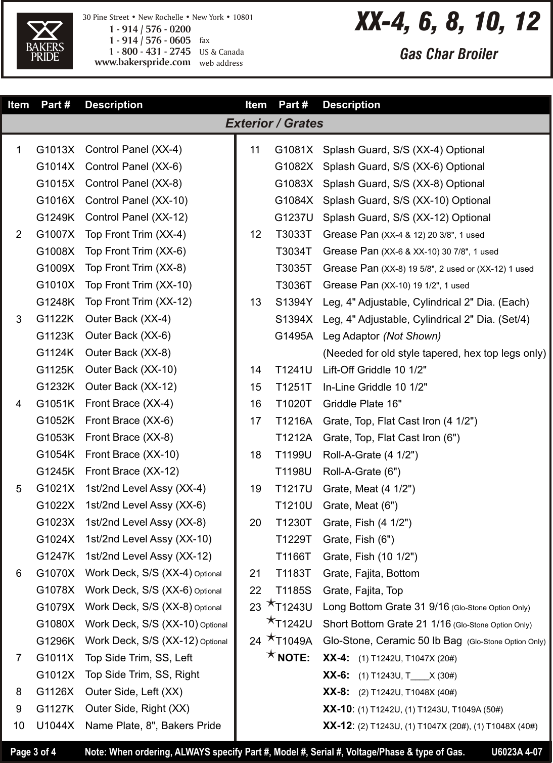 Page 3 of 4 - Bakers-Pride-Oven Bakers-Pride-Oven-Dante-Xx-10-Users-Manual- XX Parts List  Bakers-pride-oven-dante-xx-10-users-manual